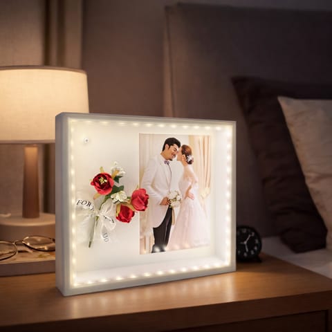 Large led photo frame with flowers decor