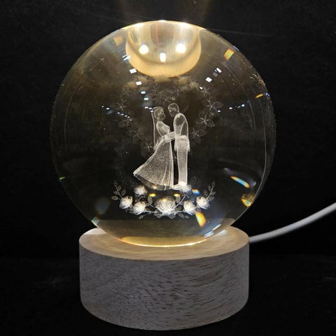 Crystal ball led couple night lamp